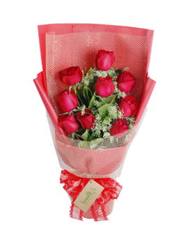 9 adet k�rm�z� g�lden g�rsel buket